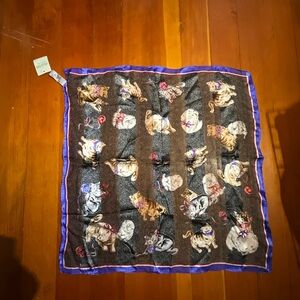 Elaine Gold Vintage Deadstock ‘Best Friend’ Cat 100% Silk Scarf NWT